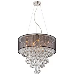 Possini Euro Design Bretton Brushed Nickel Chandelier 22" Wide Modern Clear Glass Crystal Black Sheer Shade 12-Light Fixture For Dining Room Kitchen -Famous Lighting Store GUEST 9a7dafd7 6c43 4ac0 88f5 aa1bccc504b5