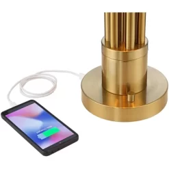 Possini Euro Design Possini Euro® Granview Desk Lamp With Glass Shade And Dual USB Ports -Famous Lighting Store GUEST 9b40a92d 393d 489d 8ea1 114efb01132f