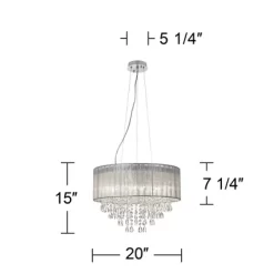 Possini Euro Design Jolie Chrome Chandelier Lighting 20" Wide Modern Crystal Silver Fabric Shade 7-Light Fixture For Dining Room House Kitchen Island -Famous Lighting Store GUEST 9b9479e9 d7fe 44b4 b5f0 e8d350d99c8e