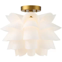 Possini Euro Design Modern Ceiling Light Semi Flush Mount Fixture White Flower Gold Metal 15 3/4" Wide Living Room Bedroom Kitchen -Famous Lighting Store GUEST 9caa153e a2a6 4cbb b7c7 151d401311d5