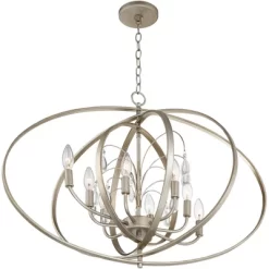 Possini Euro Design Tiller Champagne Satin Silver Pendant Chandelier 31 1/2" Wide Modern Open Orb Frame 8-Light Fixture For Dining Room Kitchen Island -Famous Lighting Store GUEST 9d5b4c51 6b5a 4c0b b666 fe134fd23059