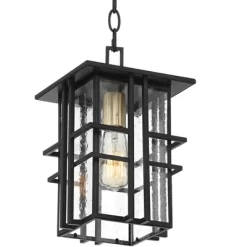 Possini Euro Design Arley Modern Outdoor Hanging Light Black Geometric Frame 12 1/2" Seedy Glass For Post Exterior Barn Deck House Porch Yard Patio -Famous Lighting Store GUEST 9d9a0740 d8ce 49d3 9588 860b9c5034b1
