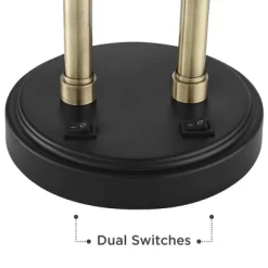 Possini Euro Design Sentry Modern Mid Century Desk Lamp 23" High Black Brass With USB Charging Port LED Adjustable Cone Shade For Bedroom Living Room -Famous Lighting Store GUEST 9df69984 4341 4ded 9aee d3f992792125