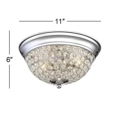 Possini Euro Design Faith Modern Ceiling Light Flush Mount Fixtures 11" Wide Set Of 2 Chrome 2-Light Crystal For Bedroom Kitchen Living Room Hallway -Famous Lighting Store GUEST 9e60bc97 1b08 4f00 97c0 da352123f71d
