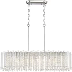 Possini Euro Design Mirabell Chrome Linear Island Pendant Chandelier 34" Wide Modern LED Clear Glass Crystal 6-Light Fixture For Dining Room Kitchen -Famous Lighting Store GUEST a06855f6 6b6f 4844 9d9b 268029fc375e