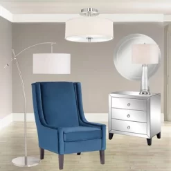 Possini Euro Design Modern Arc Floor Lamp 69" Tall Brushed Steel Adjustable Boom Off White Linen Drum Shade For Living Room Reading Office -Famous Lighting Store GUEST a19f6ed9 a22a 4c69 85b6 01526b4b6d08