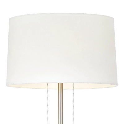 Possini Euro Design Simplicity Modern Floor Lamp 59" Tall Brushed Nickel Silver Off White Tapered Drum Shade For Living Room Bedroom Office House Home 4 Possini Euro Design Simplicity Modern Floor Lamp 59" Tall Brushed Nickel Silver Off White Tapered Drum Shade For Living Room Bedroom Office House Home - Image 2