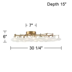 Possini Euro Design Lilypad Modern Ceiling Light Semi Flush Mount Fixture 30 1/4" Wide Warm Brass 12-Light Frosted Glass Shade For Bedroom Living Room -Famous Lighting Store GUEST a233a009 bd72 44f5 9f48 3c2effe14b0b