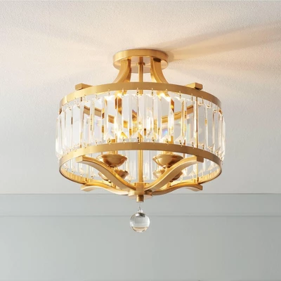 Vienna Full Spectrum Prava Modern Ceiling Light Semi Flush Mount Fixture 16 1/2" Wide Warm Brass 4-Light Crystal Drum For Bedroom Kitchen Living Room 3 Vienna Full Spectrum Prava Modern Ceiling Light Semi Flush Mount Fixture 16 1/2" Wide Warm Brass 4-Light Crystal Drum For Bedroom Kitchen Living Room