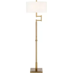 Possini Euro Design Artisan Swing Arm Floor Lamp 62.25" Tall Warm Antique Brass Linen Drum Shade For Living Room Reading Bedroom Office -Famous Lighting Store GUEST a516a385 a6f6 4857 a16b 37d009da3a9c