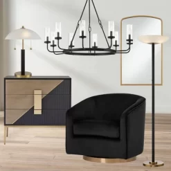 Possini Euro Design Modern Torchiere Floor Lamp LED 72" Tall Black Antique Brass White Glass Shade For Living Room Reading Uplight -Famous Lighting Store GUEST a5454be3 0820 435a b6b1 429848dce7f5