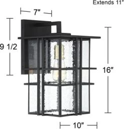 Possini Euro Design Arley Modern Industrial Outdoor Wall Light Fixtures Set Of 2 Black 16" Seedy Glass For Post Exterior Barn Deck House -Famous Lighting Store GUEST a6602b17 7a9e 4bf6 b5d0 a3bef839e4bd
