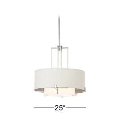 Possini Euro Design Concentric Brushed Nickel Pendant Chandelier 25" Wide Modern White Fabric Drum 4-Light For Dining Room House Foyer Kitchen Island -Famous Lighting Store GUEST a7b95aa3 19d4 4d93 bd0b 2641cbcb0e44