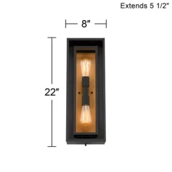 Possini Euro Design Metropolis Mid Century Modern Outdoor Wall Light Fixture Black Gold 22" Clear Glass For Post Exterior Barn Deck House Porch Yard -Famous Lighting Store GUEST aae5f51b e12b 41f2 9fe6 4af7d7a4cdba