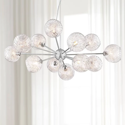 Possini Euro Design Wired Chrome Chandelier Lighting 32" Wide Modern Sputnik Art Glass 12-Light Fixture For Dining Room House Foyer Kitchen Island 3 Possini Euro Design Wired Chrome Chandelier Lighting 32" Wide Modern Sputnik Art Glass 12-Light Fixture For Dining Room House Foyer Kitchen Island