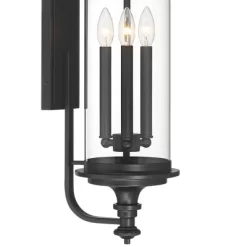 Possini Euro Design Medici Modern Outdoor Wall Light Fixture Black 32 1/4" Clear Glass Cylinder Shade For Post Exterior Barn Deck House Porch Yard -Famous Lighting Store GUEST ab45d9a5 3af6 4921 99d5 0679f2005ab1