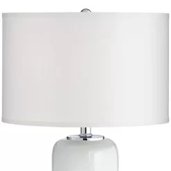 Possini Euro Design Modern Table Lamp With USB Charging Port And Nightlight LED 25" High Blue Art Glass White Shade For Bedroom Desk (Color May Vary) -Famous Lighting Store GUEST abb5061a 370a 41ff 8cef 7b6df6160770