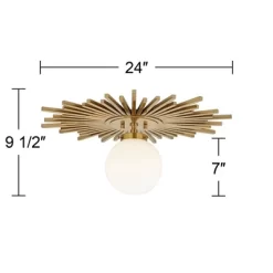 Possini Euro Design Hazel Modern Ceiling Light Semi Flush Mount Fixture 24" Wide Warm Brass White Globe Shade For Bedroom Kitchen Living Room Hallway 15 Possini Euro Design Hazel Modern Ceiling Light Semi Flush Mount Fixture 24" Wide Warm Brass White Globe Shade For Bedroom Kitchen Living Room Hallway -Famous Lighting Store GUEST abd1820f 6891 4ab0 a543 8a21515dfd36