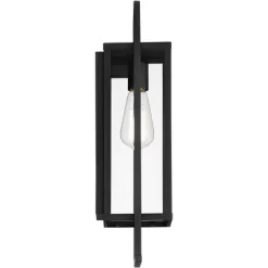 Possini Euro Design Jericho Modern Outdoor Wall Light Fixture Textured Black Metal 19" Clear Glass Panel For Post Exterior Barn Deck House Porch Yard -Famous Lighting Store GUEST ac45f3da ab77 41f1 9439 8c27f3afed8a