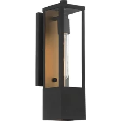 Possini Euro Design Berk Modern Outdoor Wall Light Fixture Textured Black 16" Clear Glass For Post Exterior Barn Deck House Porch Yard Posts Patio -Famous Lighting Store GUEST ad16586a cede 45cb 9580 efb41f78ba25