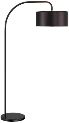 Possini Euro Design Raven Modern 66" Tall Chairside Arc Table Lamp Matte Black Metal Fabric Drum Shade For Living Room Reading Bedroom 10 Possini Euro Design Raven Modern 66" Tall Chairside Arc Table Lamp Matte Black Metal Fabric Drum Shade For Living Room Reading Bedroom - Image 8