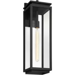 Possini Euro Design Atkins Modern Outdoor Wall Light Fixture Matte Black 24" Clear Glass For Post Exterior Barn Deck House Porch Yard Patio Outside -Famous Lighting Store GUEST ae3e7270 dfeb 466b 948a 23b9d2434b7e