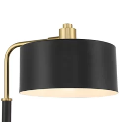 Possini Euro Design Myles Modern Mid Century Desk Lamp 24" High Black Gold With Dual USB Charging Ports Metal Drum Shade For Bedroom Living Room Home -Famous Lighting Store GUEST ae7581db 32e6 4c05 afa5 ffff0fe50d05