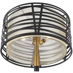 Possini Euro Design Halifax Modern Industrial Floor Lamp 64 1/2" Tall Matte Black Warm Gold Metal Double Drum Shade For Living Room Bedroom Office -Famous Lighting Store GUEST af7eed5f 7d25 47c5 b7a6 4423133583dc