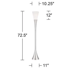 Possini Euro Design Piazza Modern Torchiere Floor Lamp 72 1/2" Tall Brushed Nickel Metal Frosted White Glass Shade For Living Room Bedroom Office Home -Famous Lighting Store GUEST b0bb1c55 87f2 48b0 8824 8d3003b83b64