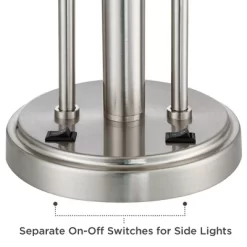 Possini Euro Design Wagner Modern Table Lamp 29 3/4" Tall Brushed Nickel With USB Charging Port And LED Gooseneck Lights White Shade For Living Room -Famous Lighting Store GUEST b0c86ab6 cad2 4dff 9a04 ec5f2827a6cb