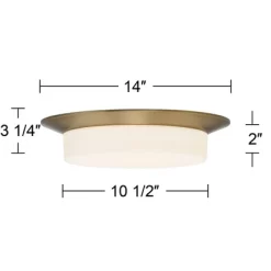 Possini Euro Design Melber Modern Ceiling Light Flush Mount Fixture 14" Wide Warm Brass Gold 3-Light Opal White Glass Shade For Bedroom Living Room -Famous Lighting Store GUEST b285aa94 b8ac 4620 8846 61d63a9bf1a8
