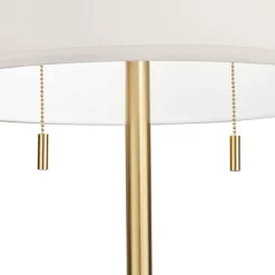 Possini Euro Design Luxe Italian Style Floor Lamp 64" Tall Gold Metal White Linen Drum Shade For Living Room Reading House Bedroom Office -Famous Lighting Store GUEST b33ee204 b63b 4c7d 8e8b 98da822c9aab