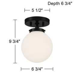 Possini Euro Design Jilly Modern Ceiling Light Semi Flush Mount Fixture 6 3/4" Wide Black White Glass Globe Shade For Bedroom Kitchen Living Room Home -Famous Lighting Store GUEST b515e171 04e7 471f 9c15 8a07c3f16d72