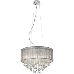 Possini Euro Design Jolie Chrome Chandelier Lighting 20" Wide Modern Crystal Silver Fabric Shade 7-Light Fixture For Dining Room House Kitchen Island -Famous Lighting Store GUEST b5a3f889 4381 402d 9fe1 a088bafb958c