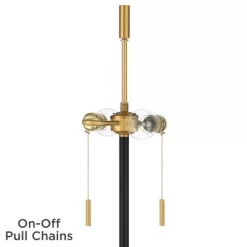 Possini Euro Design Roxie Modern Floor Lamp With Riser 65 1/2" Tall Brass Black Metal Sheer Linen Double Drum Shade For Living Room Bedroom Office -Famous Lighting Store GUEST b5c07179 5767 4f85 8a6f b0163d6075eb