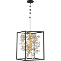 Possini Euro Design Carrine Black Gold Pendant Chandelier 15 1/4" Wide Modern Clear Crystal 4-Light Fixture For Dining Room House Foyer Kitchen Island -Famous Lighting Store GUEST b735d13c 1eec 4f19 9423 8a87f77cc1fd