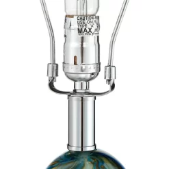 Possini Euro Design Pablo 27" Tall Modern Table Lamp Table Top Dimmer Blue Art Glass Single Living Room Bedroom Bedside Nightstand House White Shade -Famous Lighting Store GUEST b7a76058 aa84 4d19 aab8 7609c998d7e2