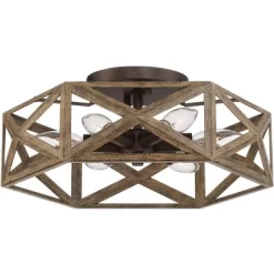 Possini Euro Design Moorcroft Modern Farmhouse Ceiling Light Semi Flush Mount Fixture 14 1/2" Wide Dark Wood Bronze 6-Light Hexagon Frame For Bedroom -Famous Lighting Store GUEST b9407276 27c2 4ed6 85ac 742cab5f96d8