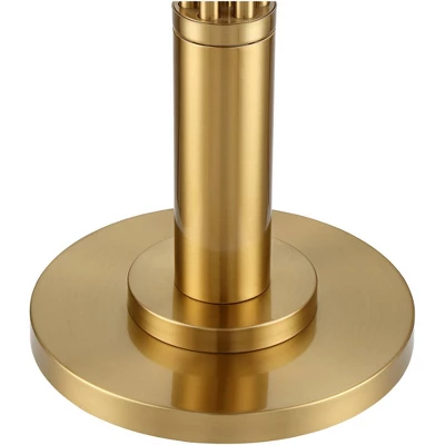 Possini Euro Design Granview Modern Floor Lamp 70 1/2" Tall Brass Metal Sheer Organza Outer Linen Inner Drum Shade For Living Room Bedroom Office Home 5 Possini Euro Design Granview Modern Floor Lamp 70 1/2" Tall Brass Metal Sheer Organza Outer Linen Inner Drum Shade For Living Room Bedroom Office Home - Image 3