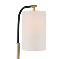 Possini Euro Design Sausalito Mid Century Modern Downbridge Floor Lamp 67" Tall Warm Gold Black Metal Linen Cylinder Shade For Living Room Reading -Famous Lighting Store GUEST bb20b9b9 af63 4dc9 9c4c 7b92b4421c34