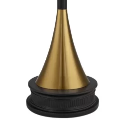 Possini Euro Design Piazza Modern Torchiere Floor Lamp With Riser 77" Tall Black Brass Metal White Glass Shade For Living Room Bedroom Office House -Famous Lighting Store GUEST bb8628ec b8f6 46fd 8539 5d8da283b102