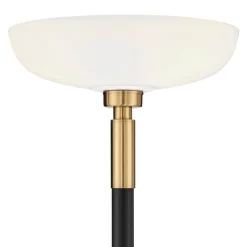 Possini Euro Design Modern Torchiere Floor Lamp Light Blaster LED 72.25" Tall Antique Brass And Matte Black Opal Glass For Living Room Bedroom -Famous Lighting Store GUEST be12c436 d85f 4f80 9aaa 14a3c81bf1ce