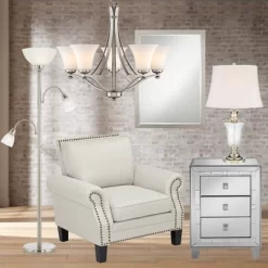 Possini Euro Design Alexei Modern Torchiere Floor Lamp With Side Lights 72" Tall Brushed Nickel White Crackle Glass For Living Room Reading Bedroom -Famous Lighting Store GUEST beb6ae9d 5389 484b aeb9 0a6aa0624e89