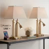 Possini Euro Design Possini Euro Deacon Brass Gooseneck Lamps With USB Port And Outlet Set Of 2 -Famous Lighting Store GUEST bf7ab5de bd72 4d8a 8cc6 a2f95b3e7751