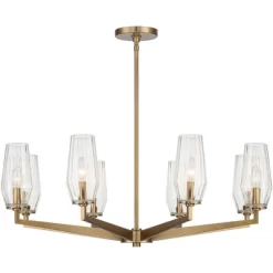 Possini Euro Design Byzantium Warm Gold Chandelier 35" Wide Modern Clear Glass Shade 8-Light Fixture For Dining Room Foyer Kitchen Island Entryway -Famous Lighting Store GUEST bf8ff3df 3014 486c 88db 4df7a2b47667