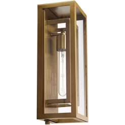 Possini Euro Design Modern Outdoor Wall Light Fixture Brass 16 1/4" Clear Glass Panel For Exterior Barn Deck House Porch Yard Patio Outside Garage -Famous Lighting Store GUEST bfe425ca 3c01 49d9 a5c5 4f41d31df1fc