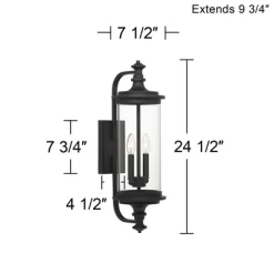 Possini Euro Design Medici Modern Outdoor Wall Light Fixture Black Metal 24 1/2" Clear Glass For Post Exterior Barn Deck House Porch Yard Patio Home -Famous Lighting Store GUEST c01dd7ea d103 44e8 aa1f ca0ed14221d2