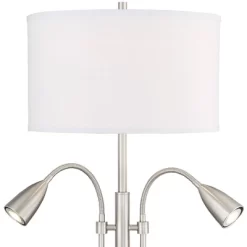 Possini Euro Design Wagner Modern Table Lamp 29 3/4" Tall Brushed Nickel With USB Charging Port And LED Gooseneck Lights White Shade For Living Room -Famous Lighting Store GUEST c064c458 ceaf 4142 abf4 0bff9a75a313