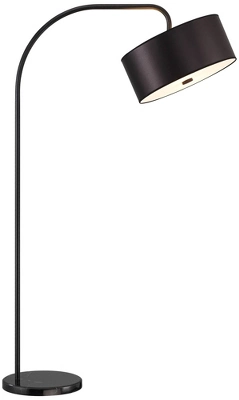 Possini Euro Design Raven Modern 66" Tall Chairside Arc Table Lamp Matte Black Metal Fabric Drum Shade For Living Room Reading Bedroom 9 Possini Euro Design Raven Modern 66" Tall Chairside Arc Table Lamp Matte Black Metal Fabric Drum Shade For Living Room Reading Bedroom - Image 7