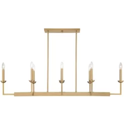 Possini Euro Design Kime Gold Linear Pendant Chandelier 50" Wide Modern 8-Light Fixture For Dining Room House Foyer Kitchen Island Entryway Bedroom -Famous Lighting Store GUEST c1a5d8d6 7469 4260 b9bc 7f1295ff3b90